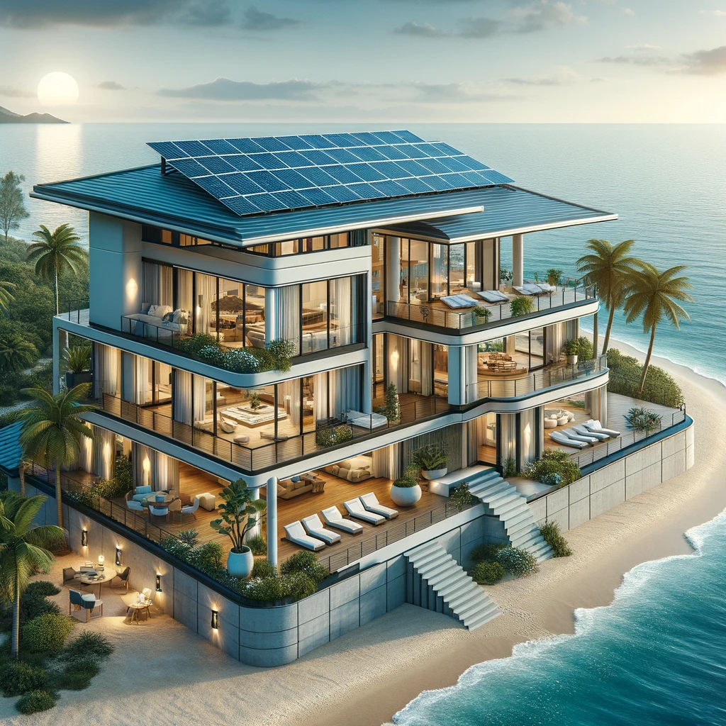 A custom-designed 7kW solar system tailored to the unique architectural style of a coastal home.